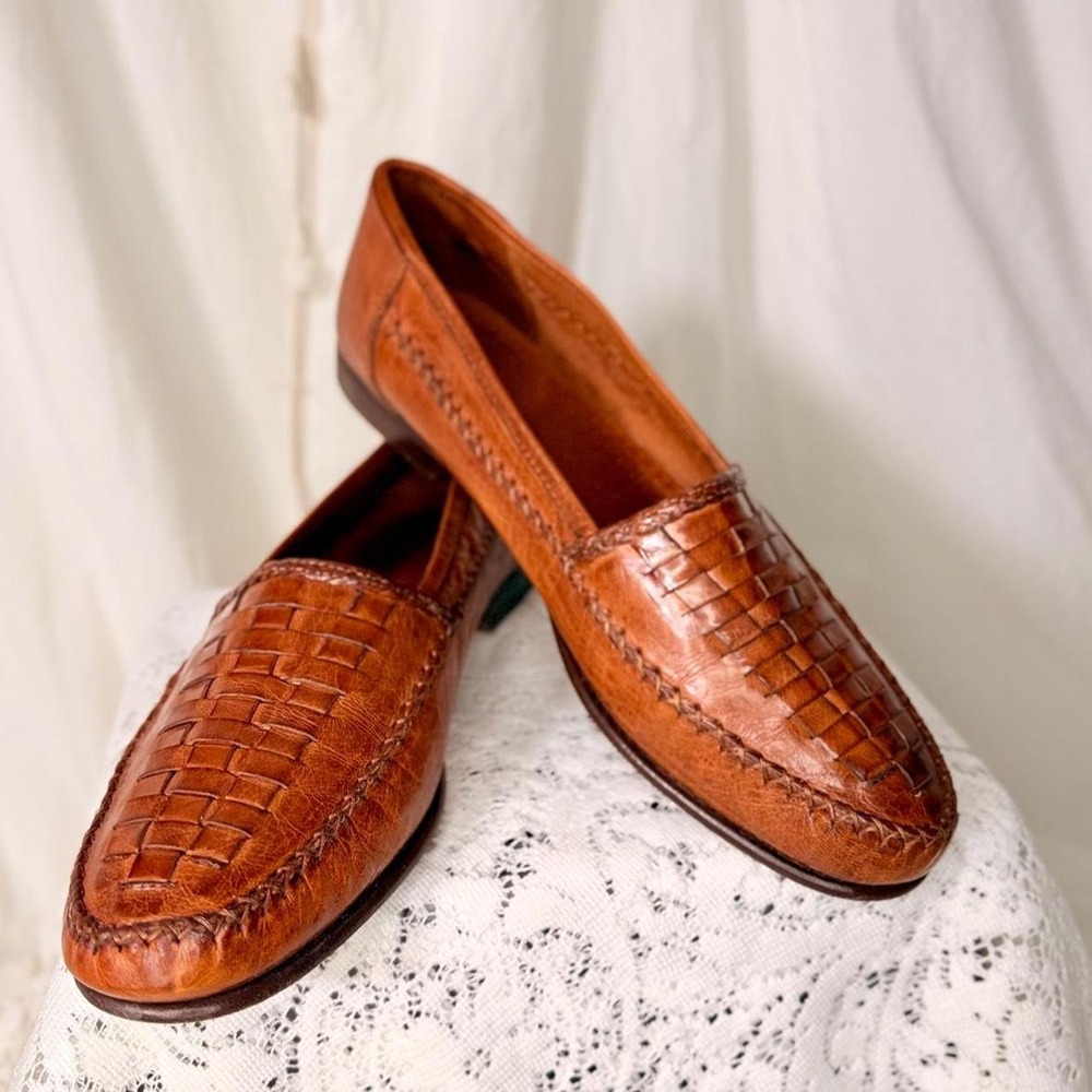 Vintage Alfani Italian Leather Woven Loafers — Men's 12D